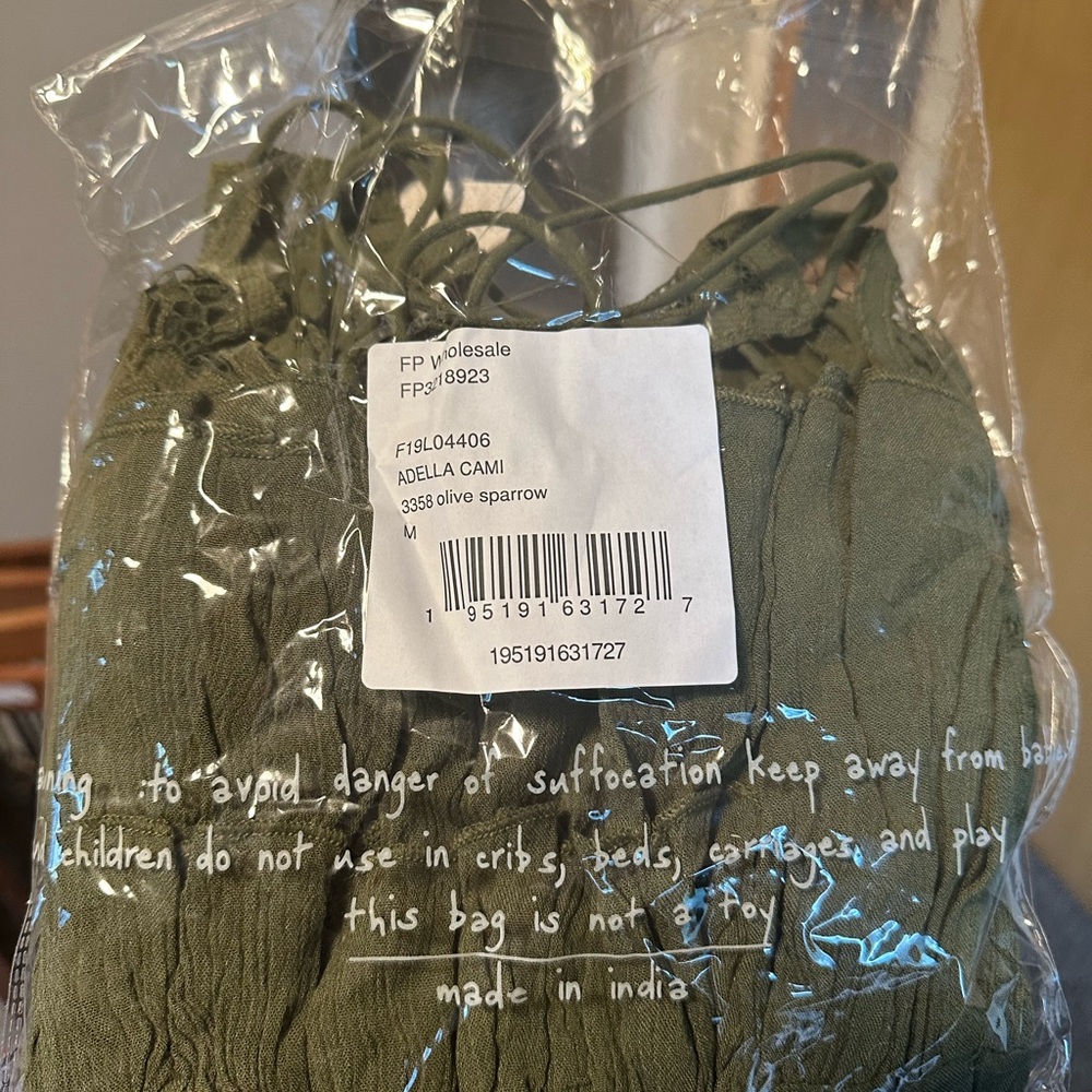 Free People Adella Cami Olive Sparrow New with Tags - Picture 5 of 7